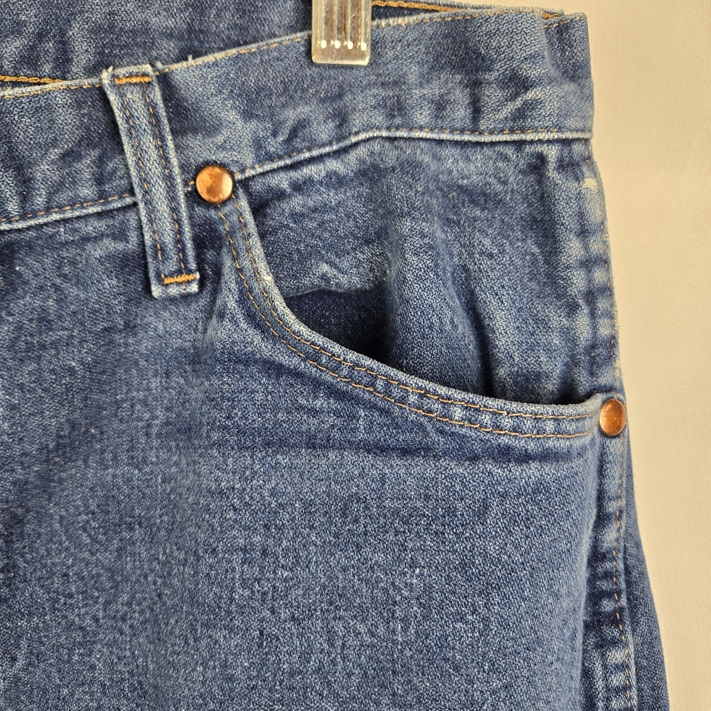 Vintage Wrangler Mens Straight Leg Blue Denim Jeans Size 35x34 - Picture 6 of 15